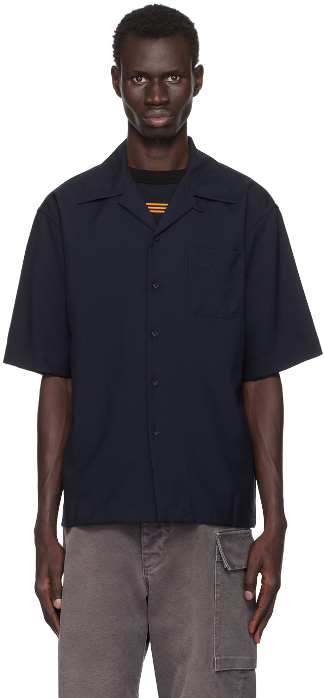 Navy Tropical Wool Shirt