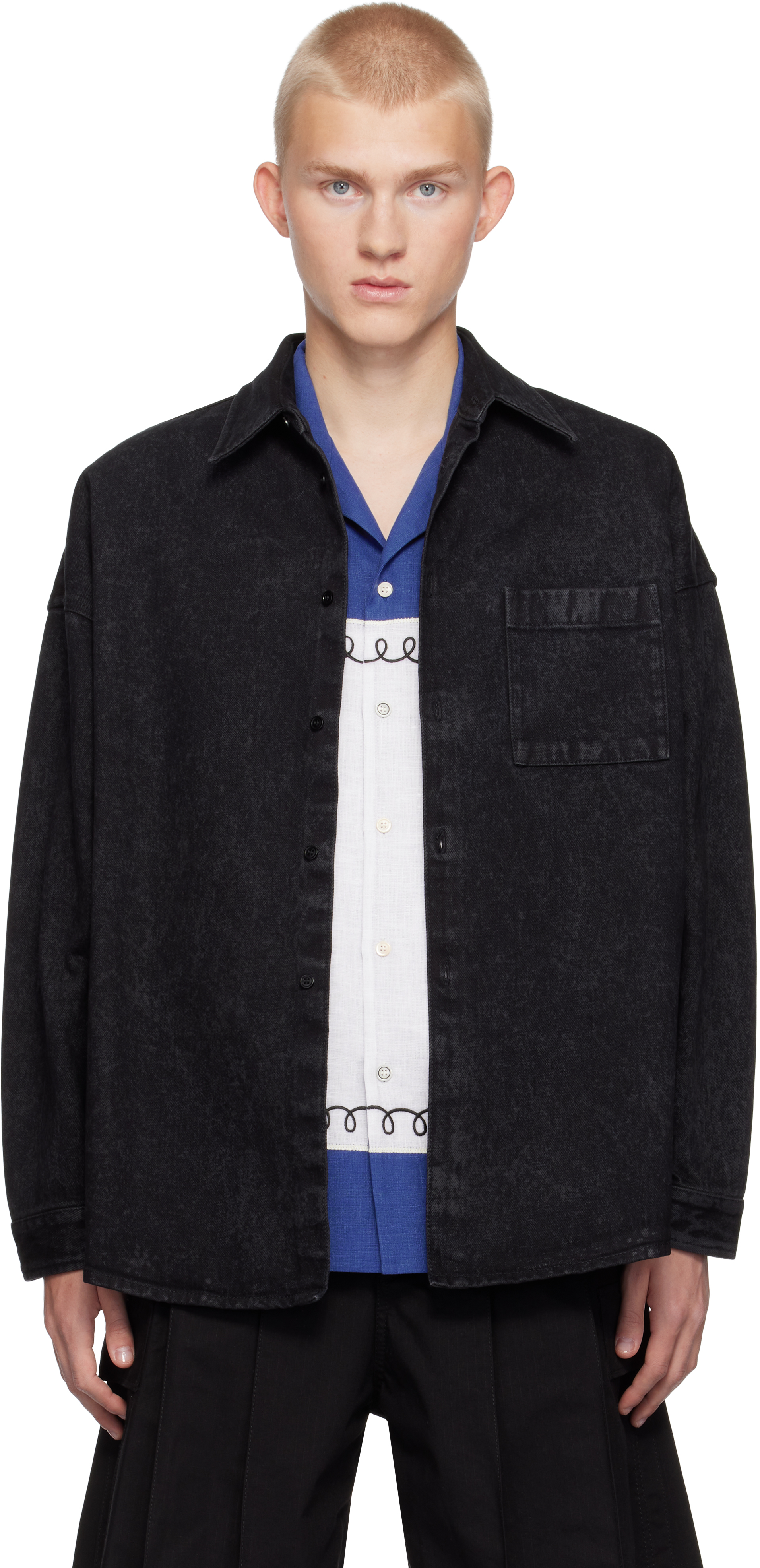 Shop Marni Black Faded Denim Shirt In Mmn99 Black