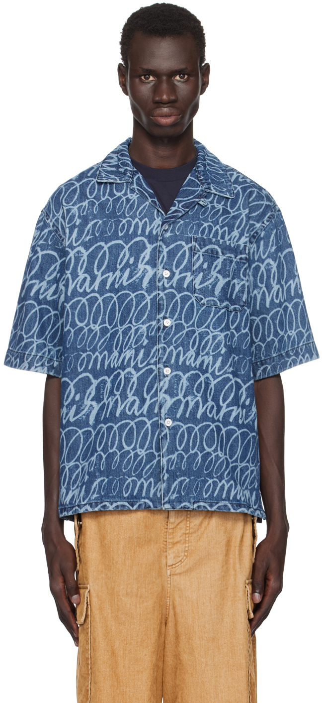 Blue Scribble Denim Shirt