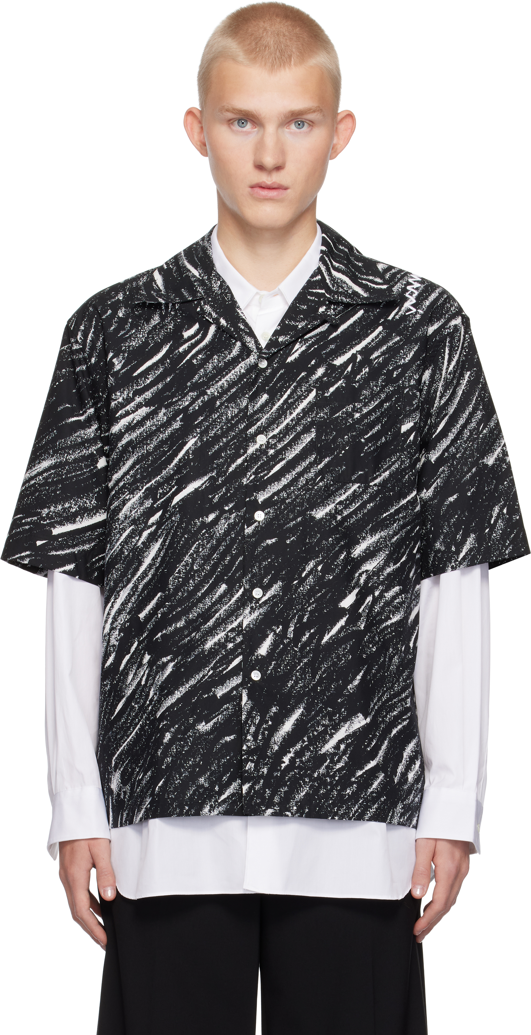 Shop Marni Black Crayon Print Shirt In Crn99 Black