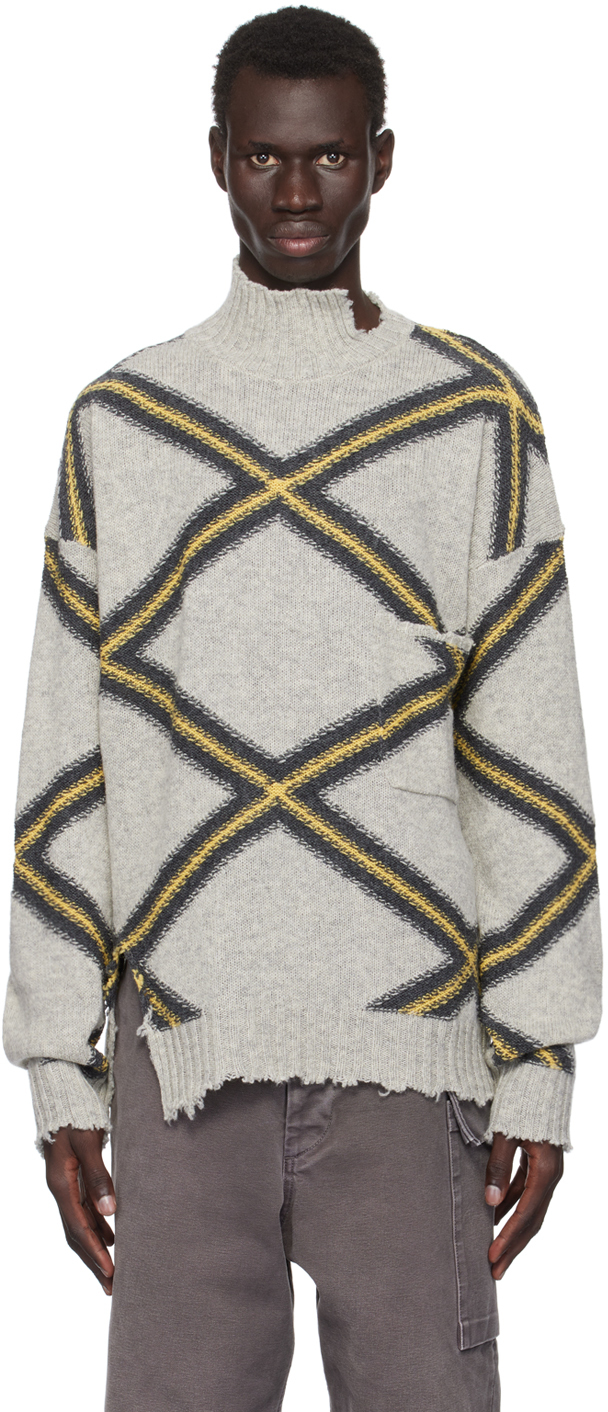 Shop Marni Gray Broken Wool Sweater In Arn15 Sodium