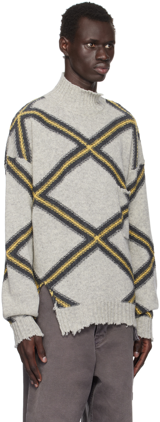 Shop Marni Gray Broken Wool Sweater In Arn15 Sodium