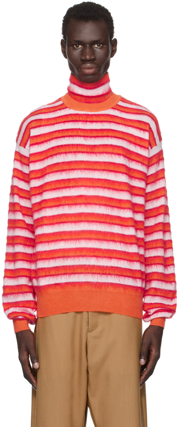 Marni Orange Striped Sweater In Rgr30 Arabesque