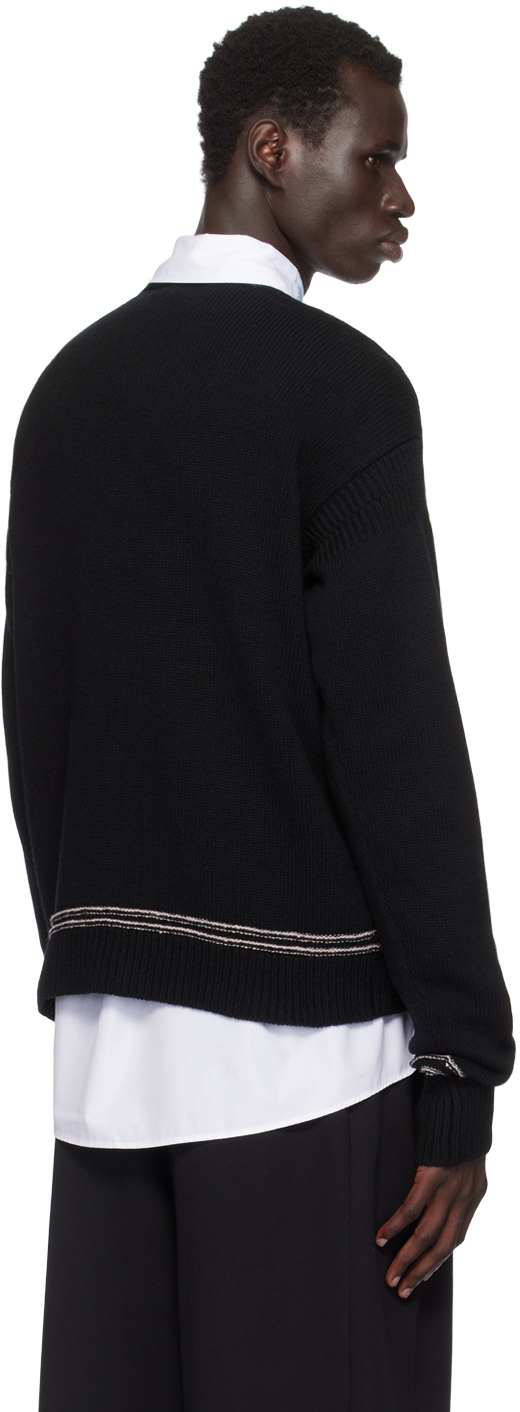 Marni Intarsia Wool Sweater In 00n99 Black
