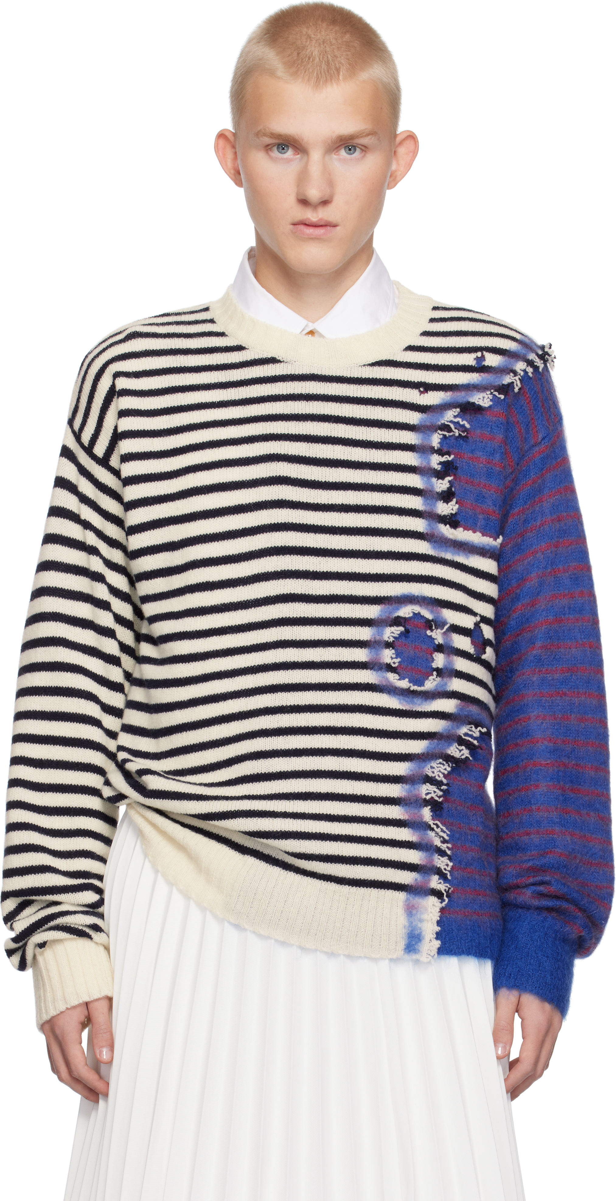 Marni Multicolor Striped Needle Punch Sweater In M2x99 Multicolor