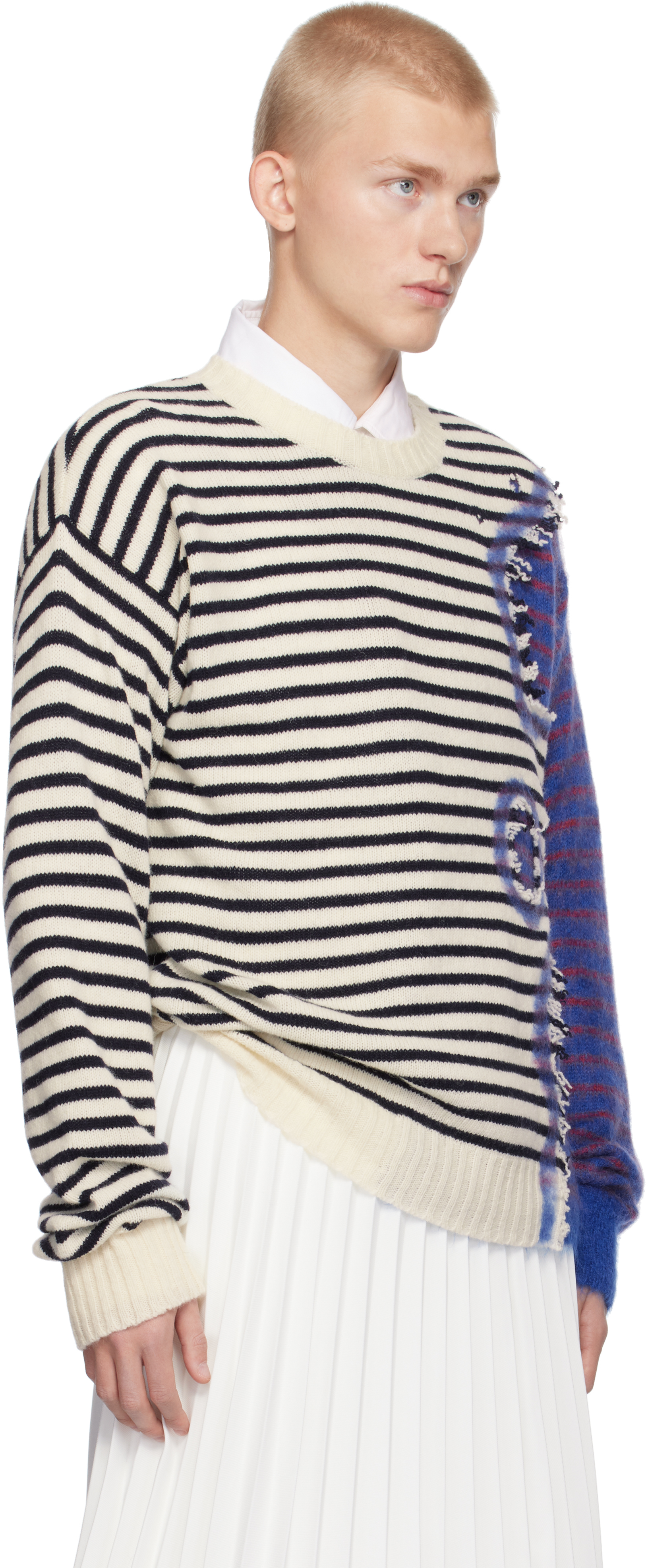 Marni Multicolor Striped Needle Punch Sweater In M2x99 Multicolor