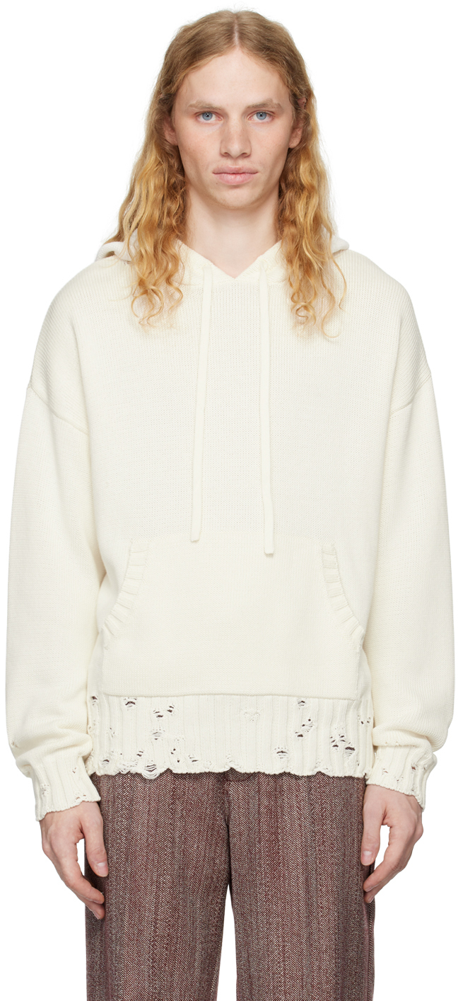 Shop Marni White Dishevelled Hoodie In 00w01 Lily White