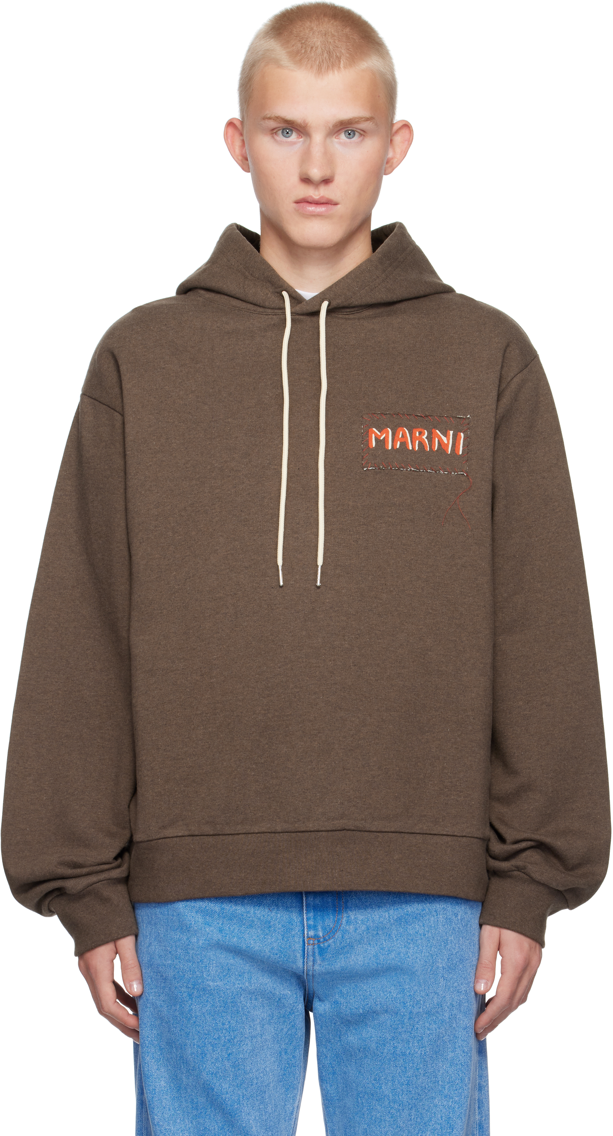 Brown Logo Patch Hoodie