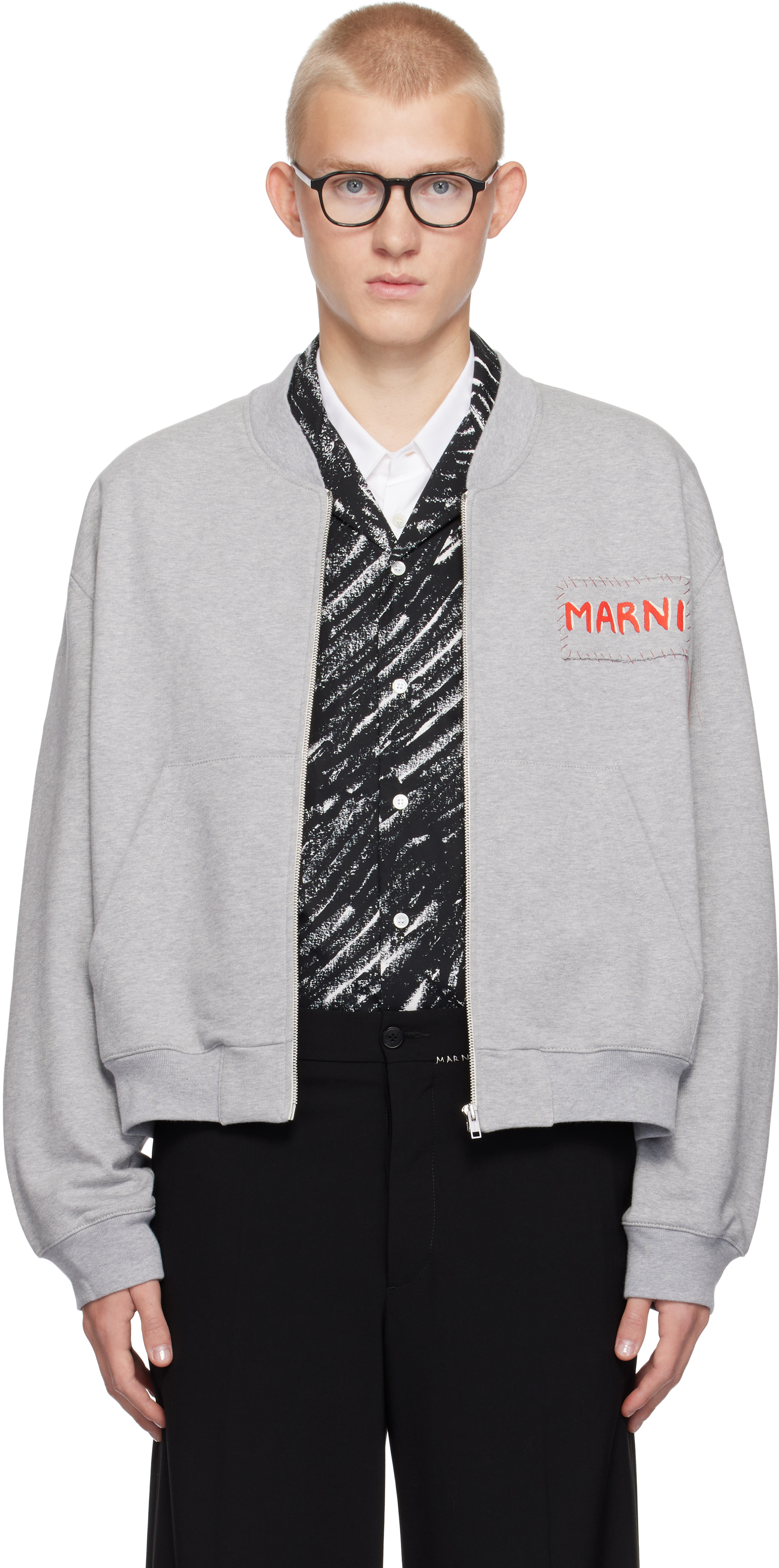 Shop Marni Gray Zipped Sweatshirt In 00n15 Sodium