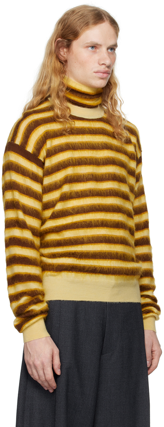 Shop Marni Brown & Yellow Striped Sweater In Rgy33 Pineapple