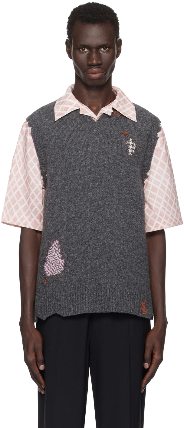 Shop Marni Gray Patch Vest In 00n80 Granite