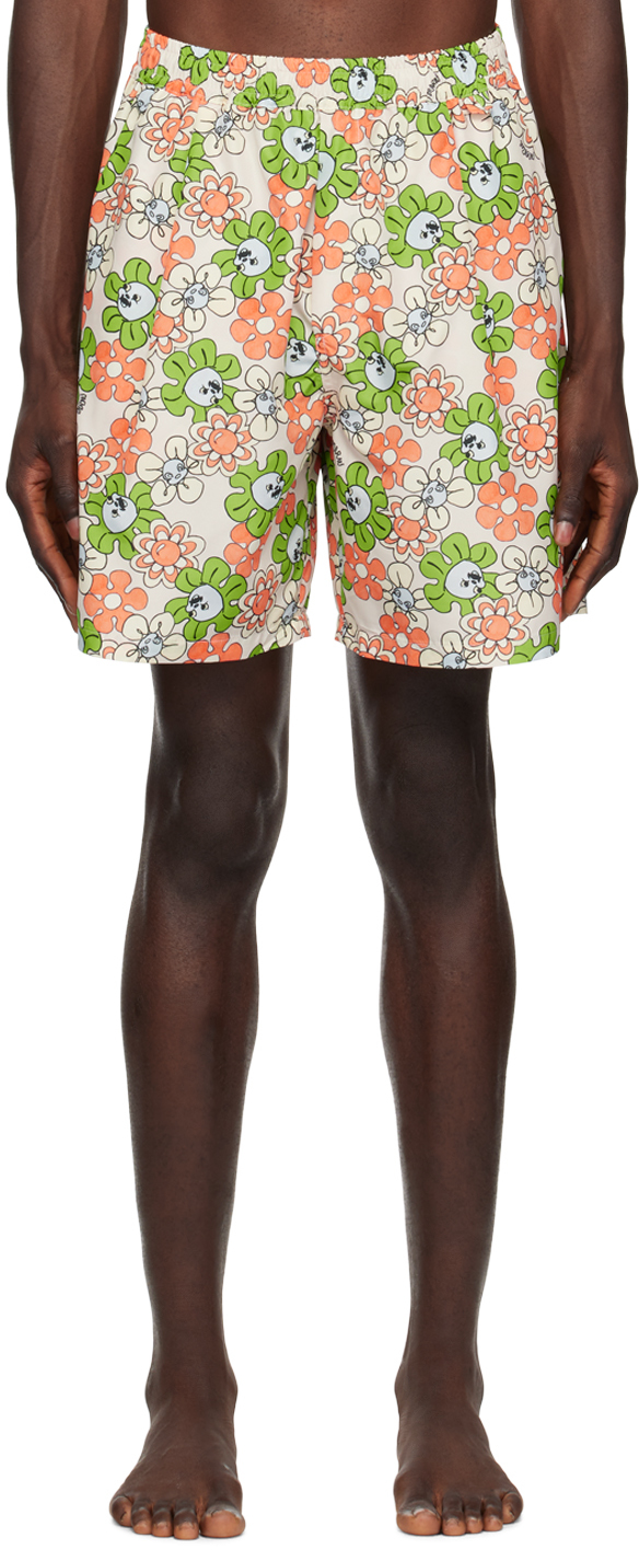 Shop Marni Beige Funky Charm Explosion Swim Shorts In Fcw08 Bone