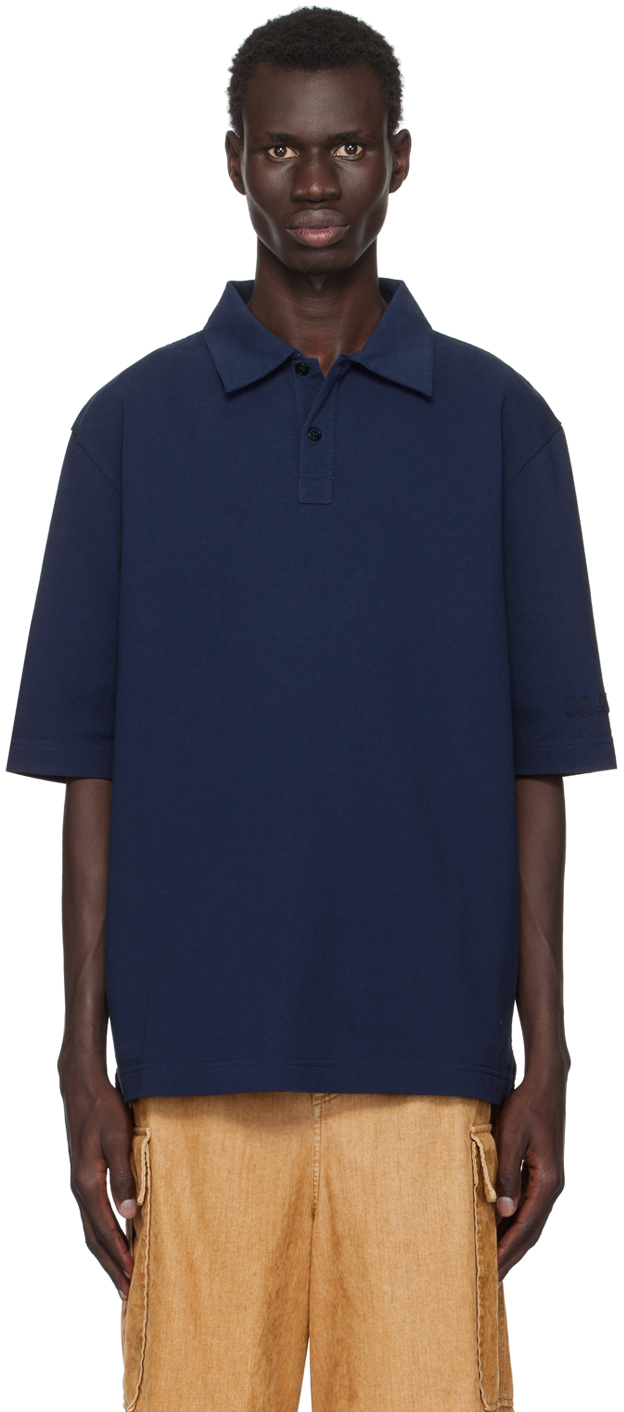 Shop Marni Navy Oversized Polo In 00b94 Blumarine