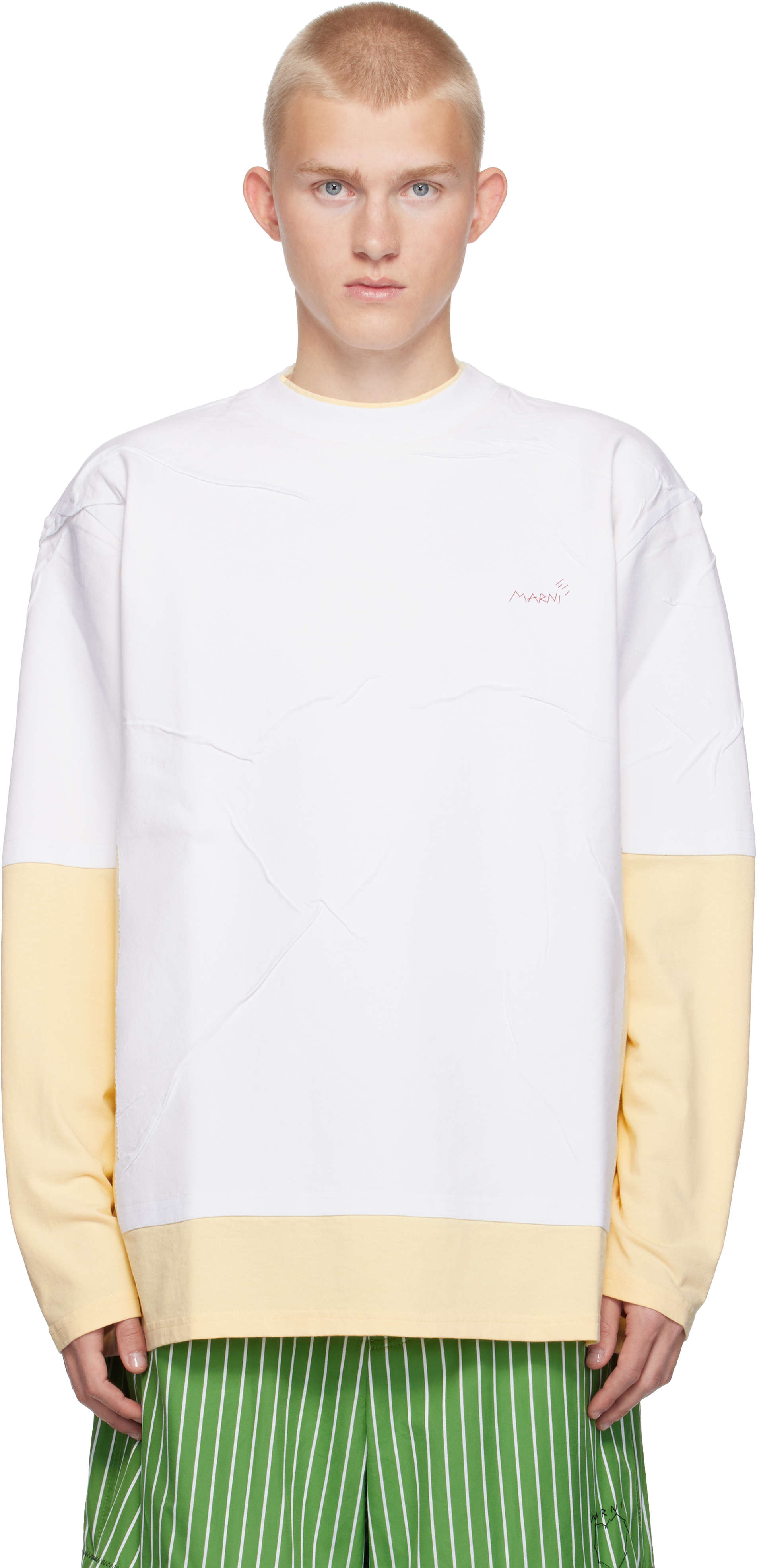 Beige & White Double Layered T-shirt