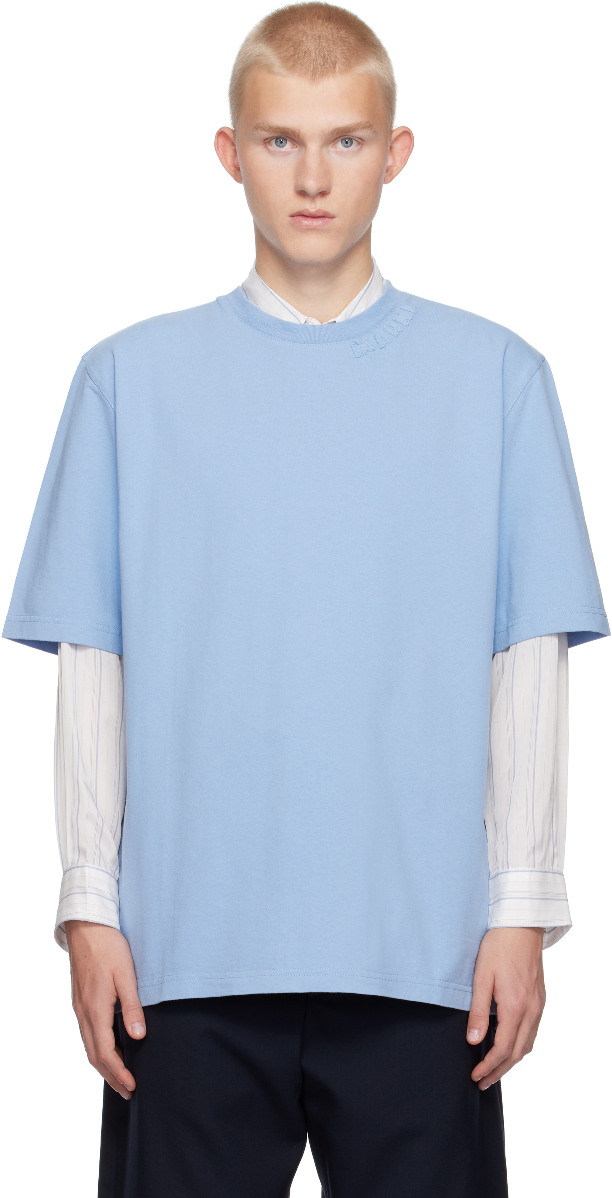 Shop Marni Blue Oversized T-shirt In 00b47 Lake