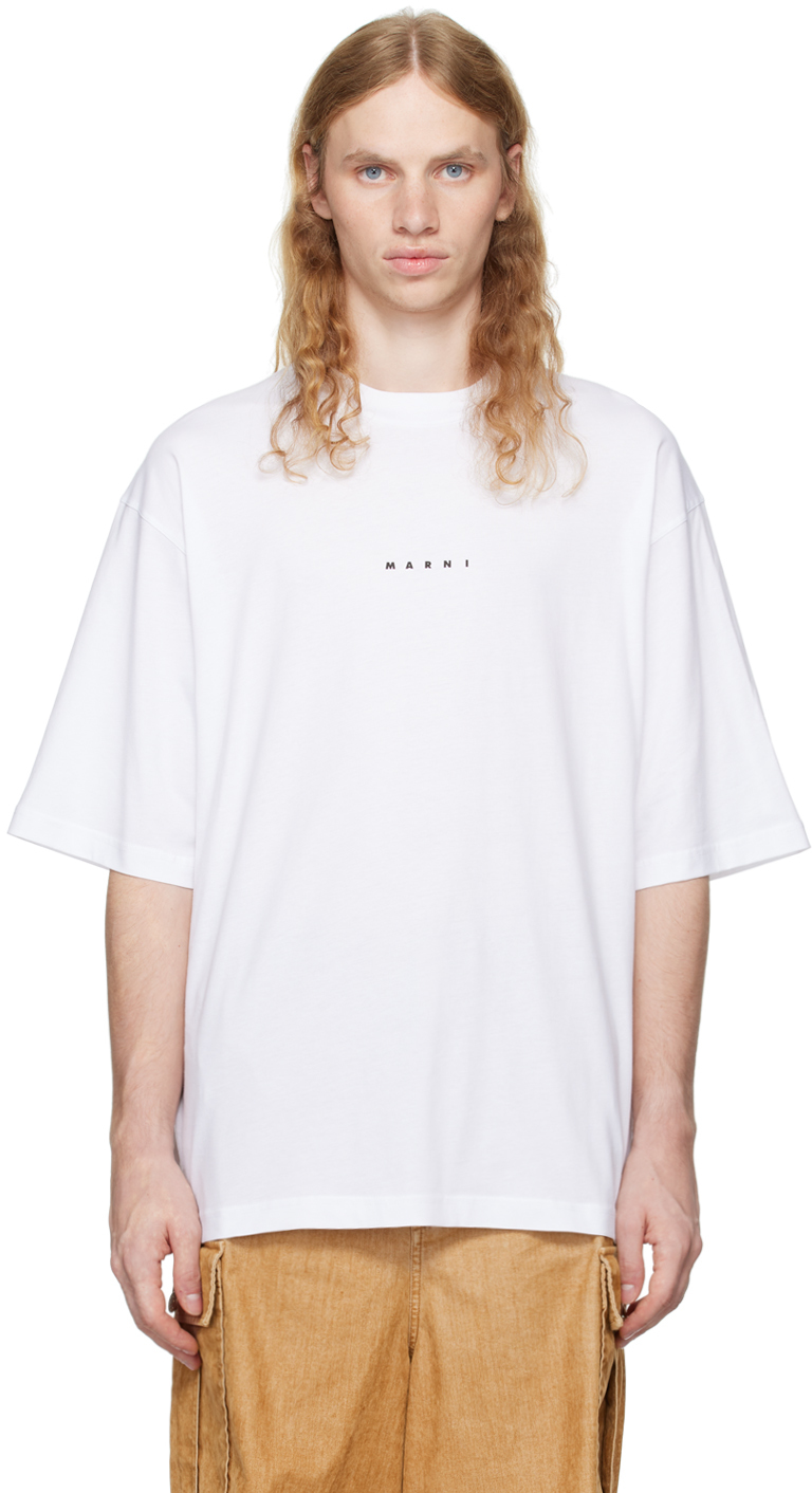 MARNI ホワイト ロゴプリント Tシャツ Wrinkled Marni Logo T-Shirt in White – www.manifest.us