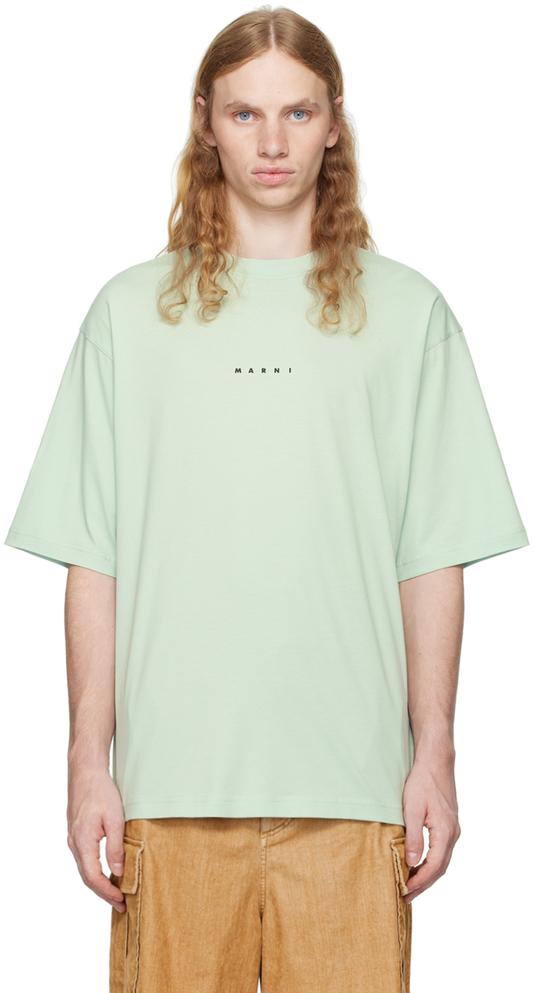 Shop Marni Blue Organic Cotton T-shirt In Lov19 Linden