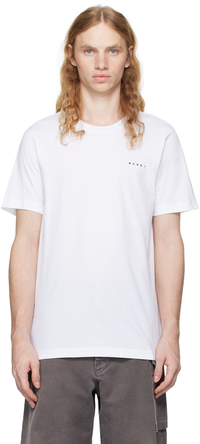 Shop Marni White Mini '' Logo T-shirt In 00w01 Lily White