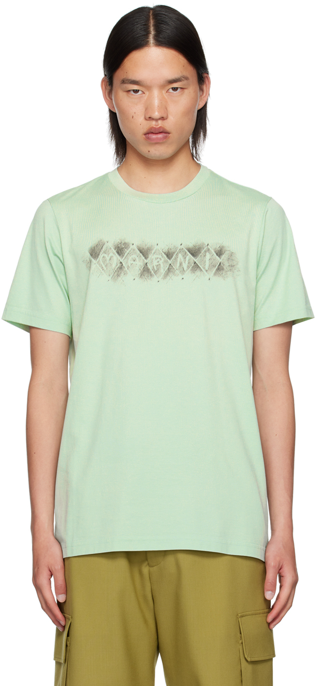 Green Argyle Print T-Shirt