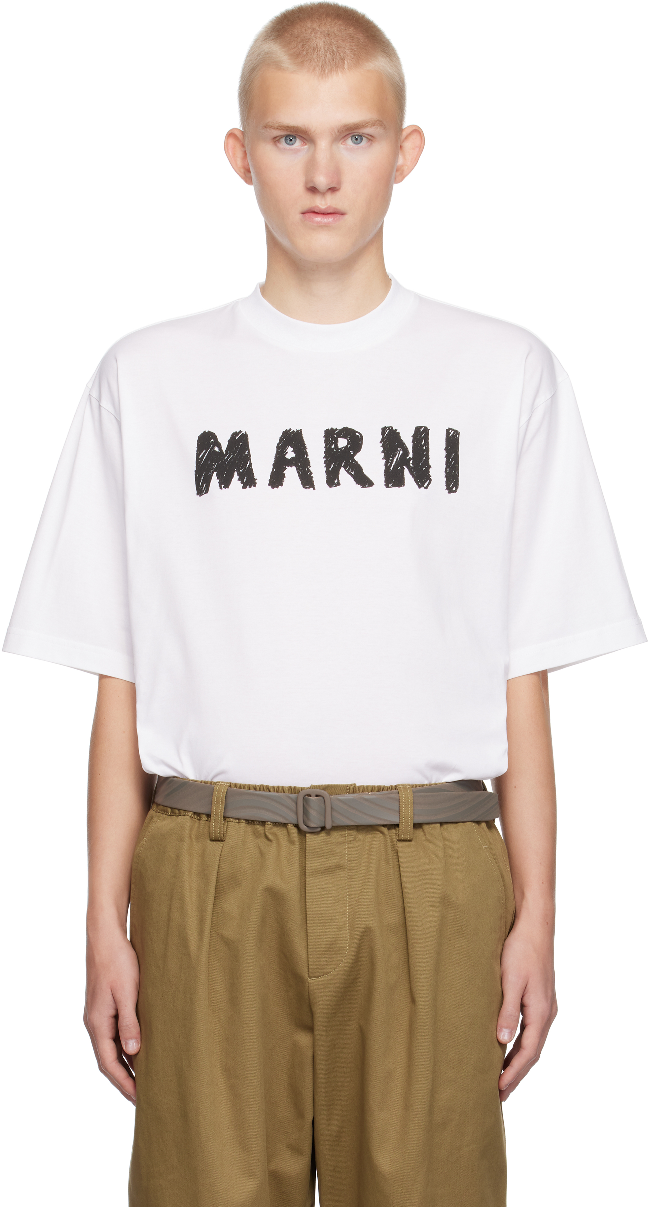 Tシャツ・カットソー Marni T-shirts White White organic cotton T-shirt with logo | Marni