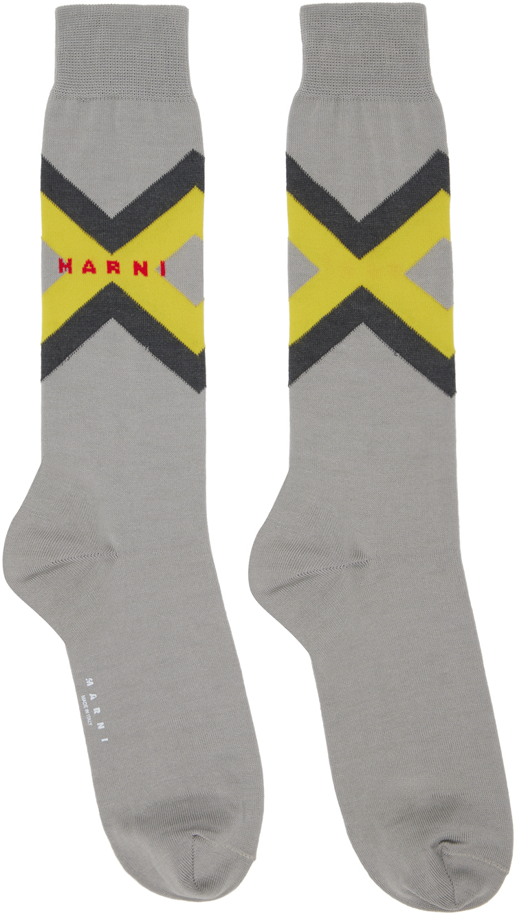 Shop Marni Gray Micro Argyle Socks In 00n38 Inox