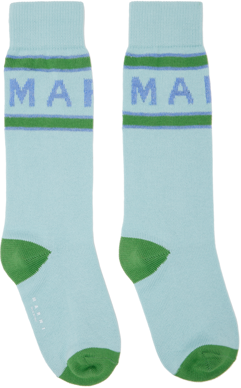 Blue Mohair Logo Socks