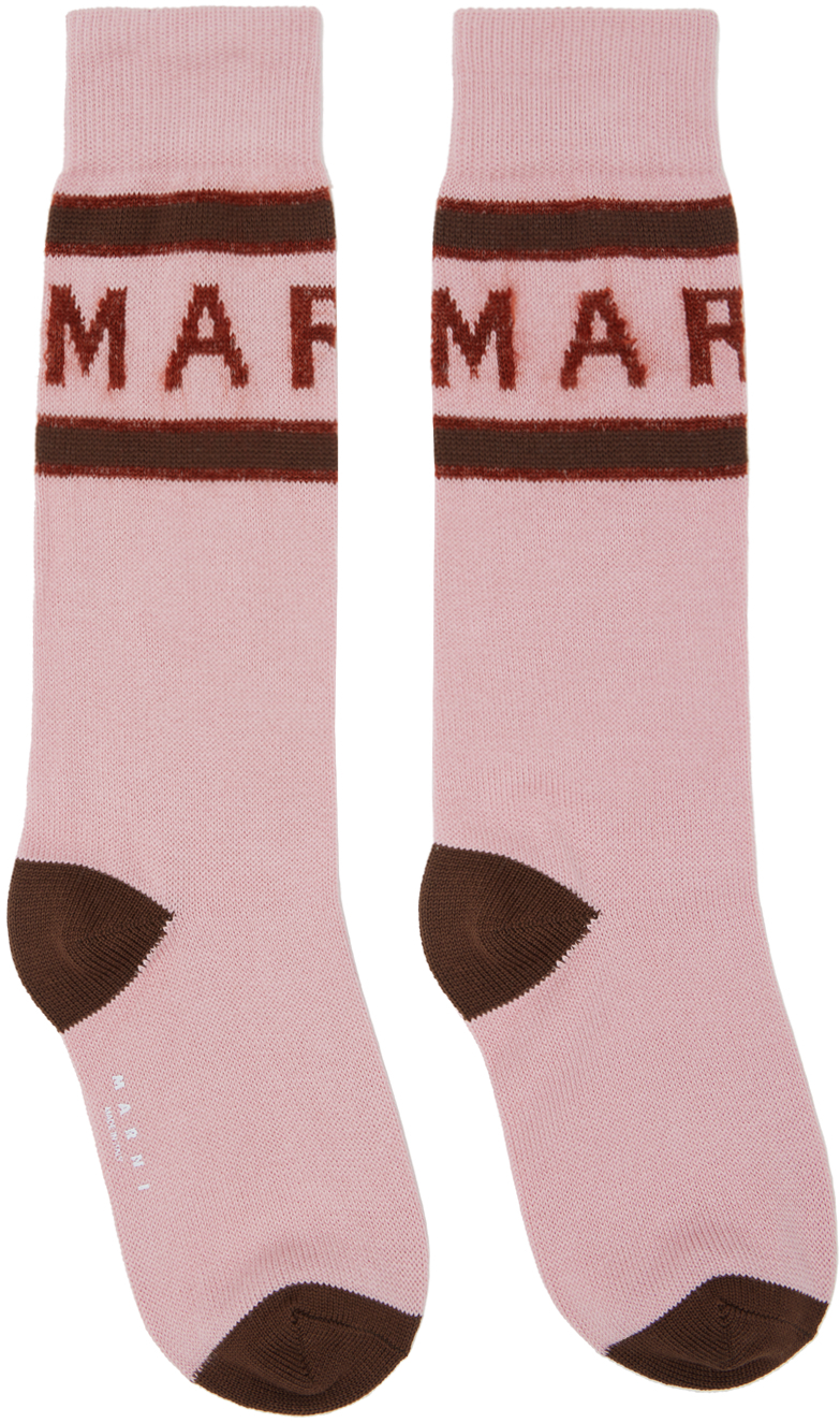 Pink Mohair Logo Socks