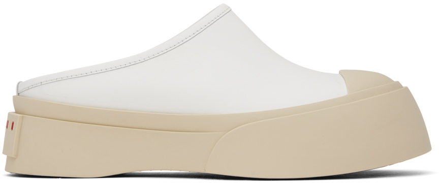 Shop Marni White Leather Pablo Slippers In 00w01 Lily White