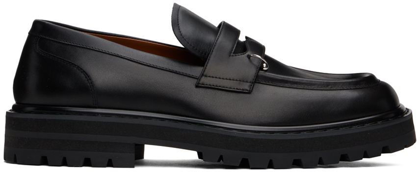 Shop Marni Black Leather Piercing 2.0 Chunky Loafers In 00n99 Black