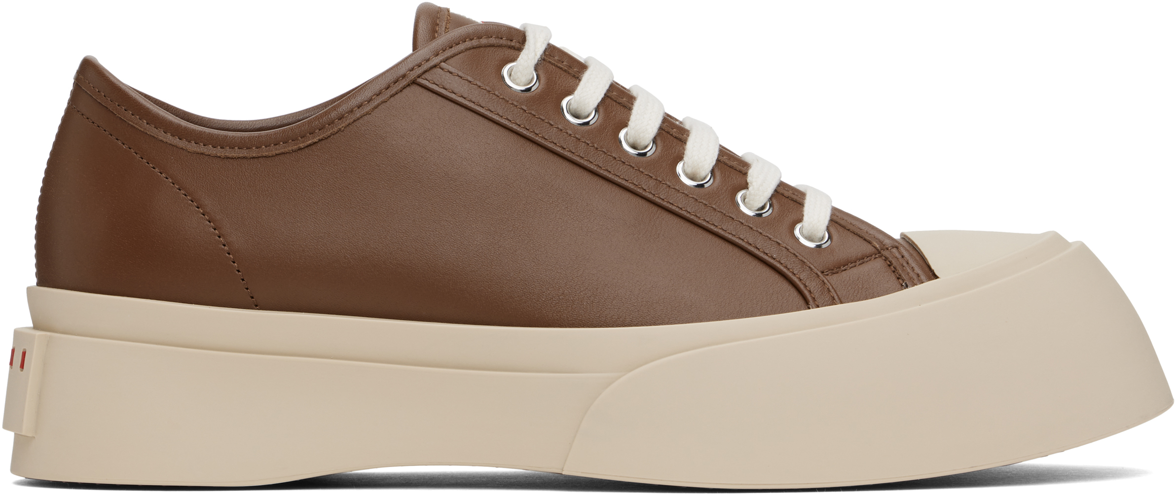 Shop Marni Brown Nappa Leather Pablo Sneakers In 00m28 Cigar