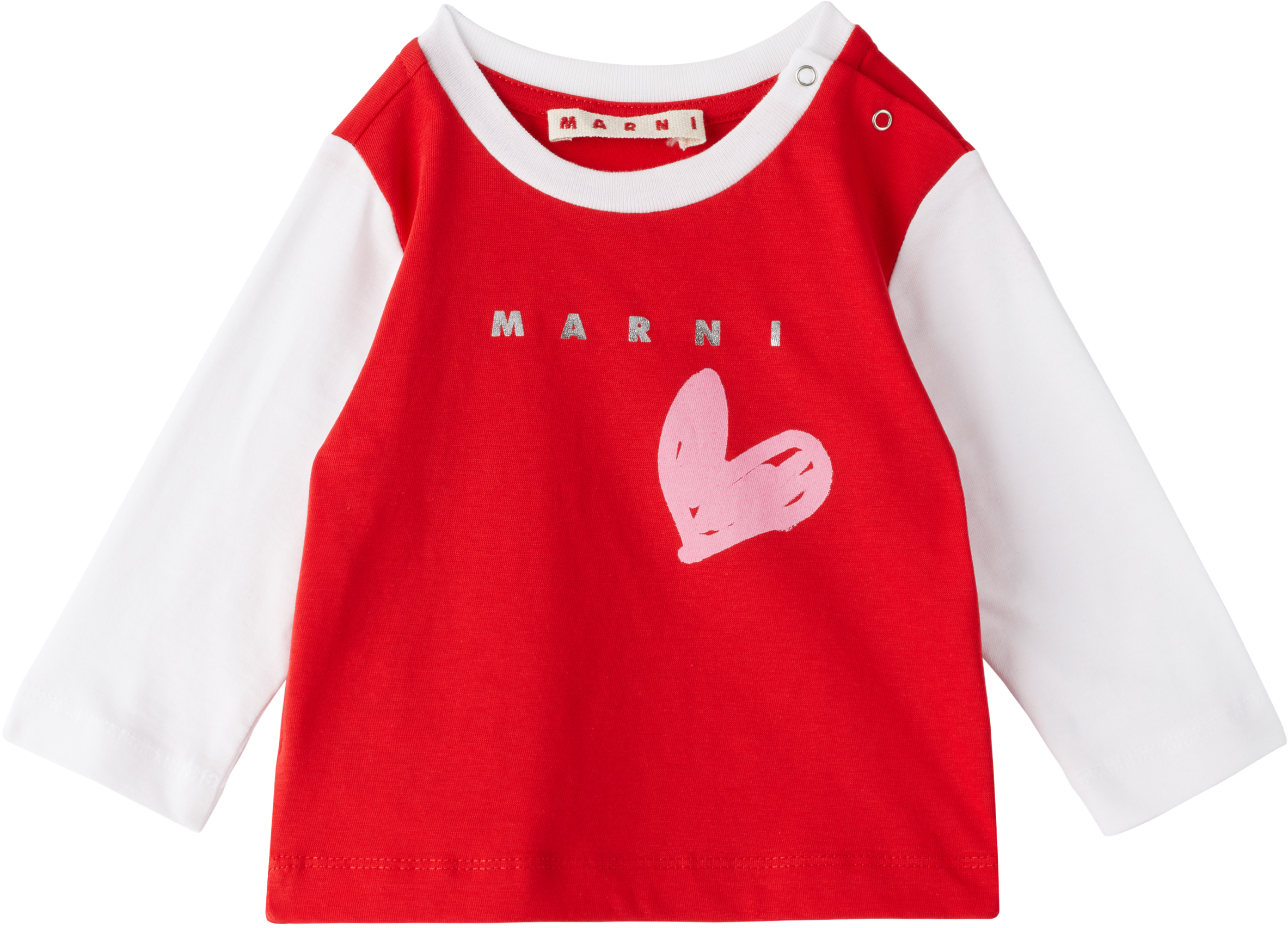 MARNI BABY RED & WHITE COTTON JERSEY T-SHIRT 