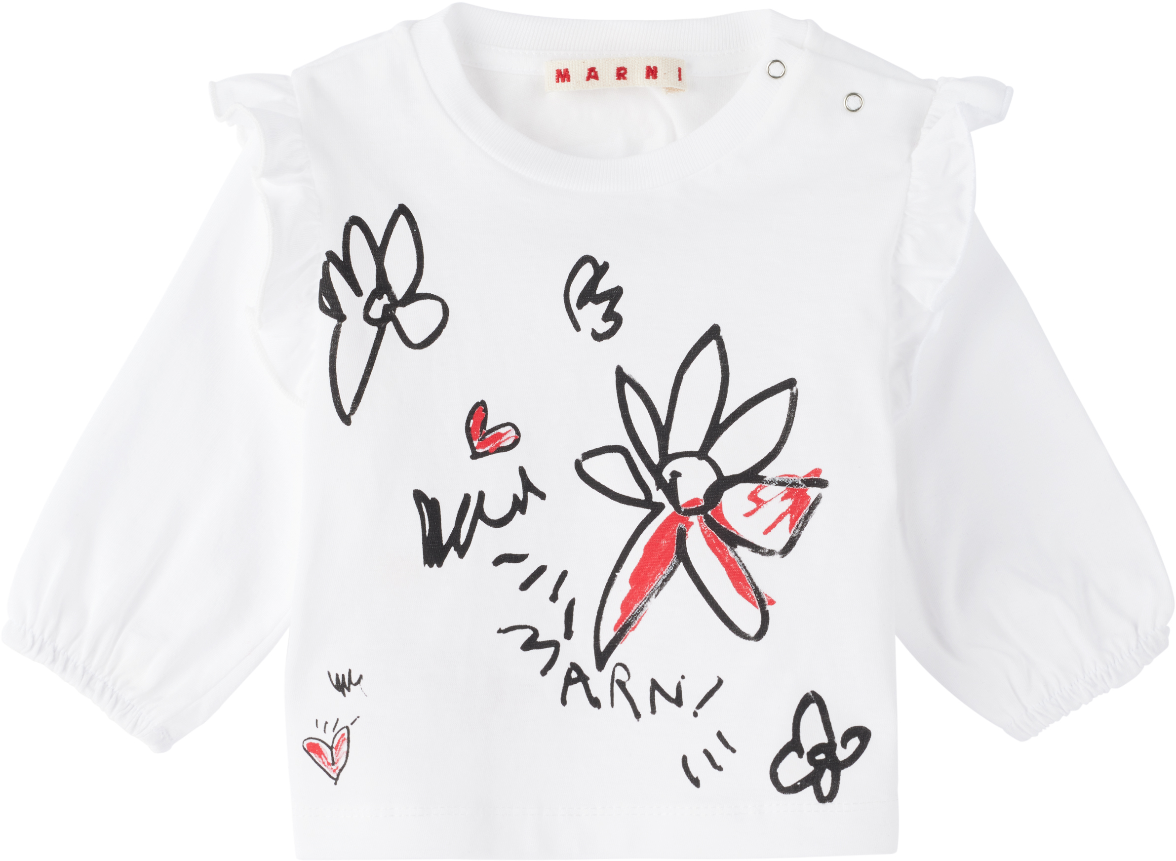 MARNI BABY WHITE COTTON JERSEY T-SHIRT 