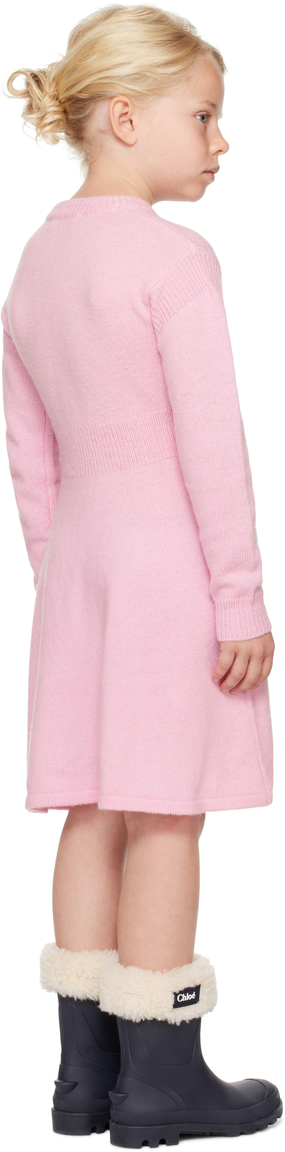 MARNI KIDS PINK BRUSHED LOGO DRESS