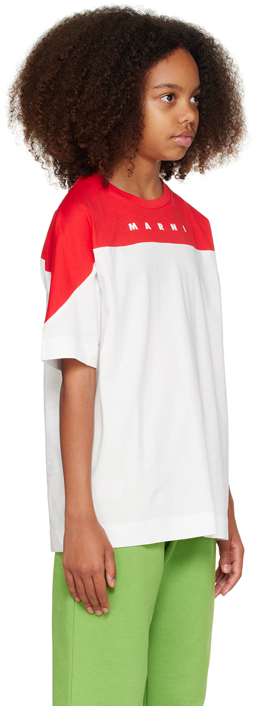 Marni Kids Red & White Two-tone T-shirt In 0m110