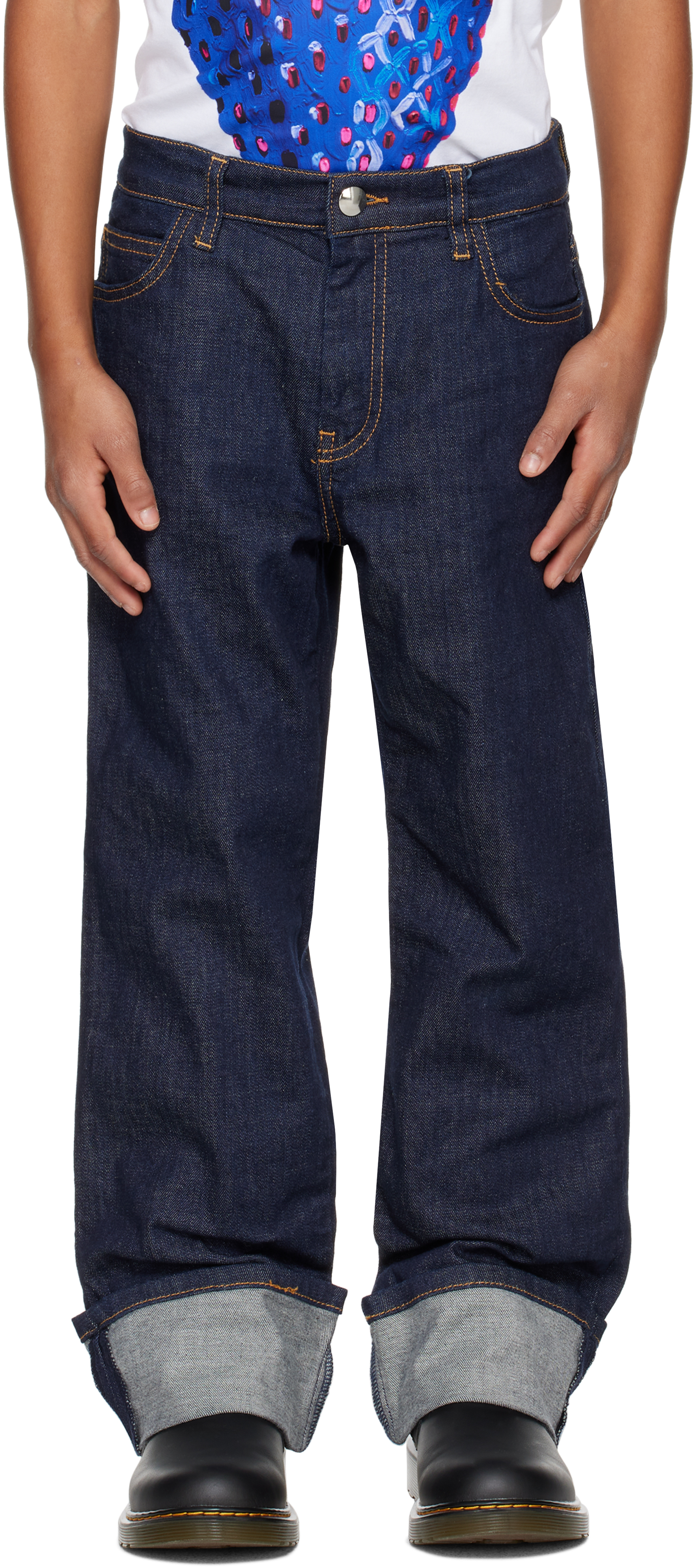 Marni Kids Navy Five-pocket Jeans In 0m01