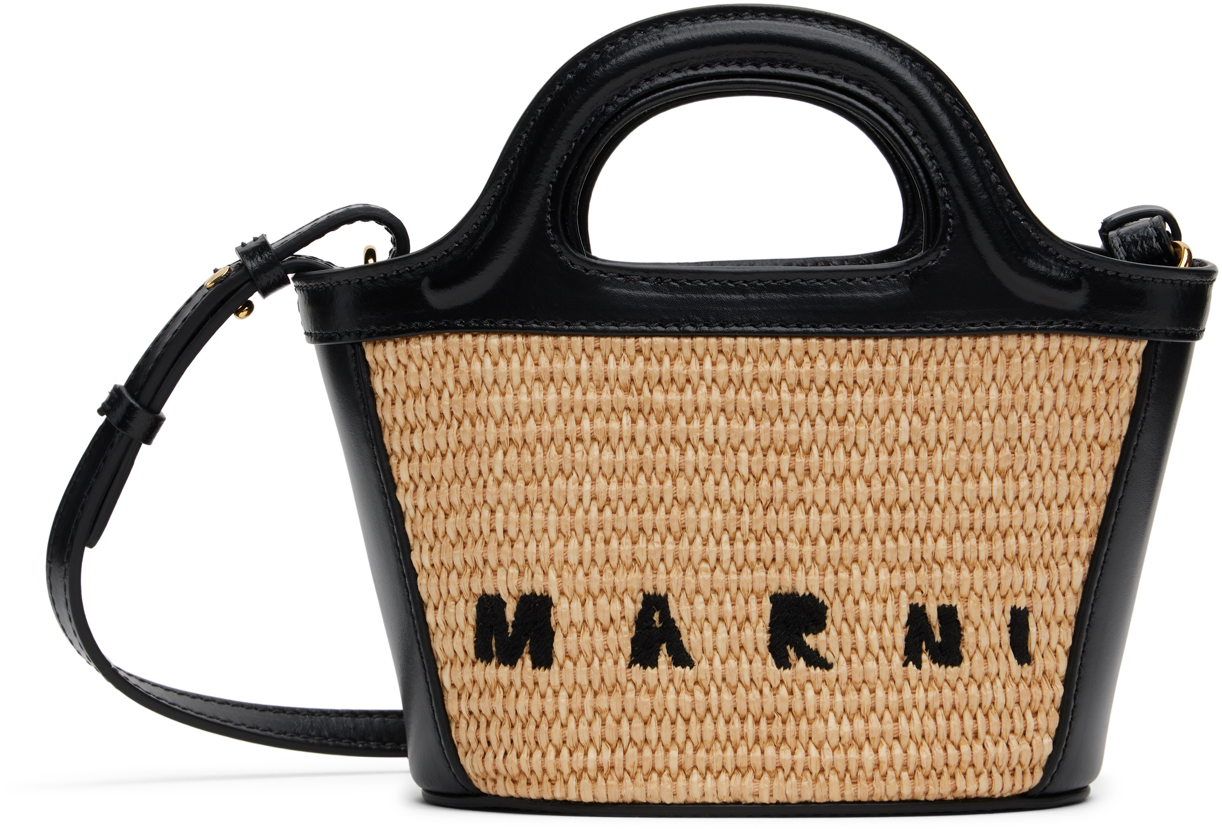 MARNI KIDS BLACK & BEIGE TROPICALIA BAG 