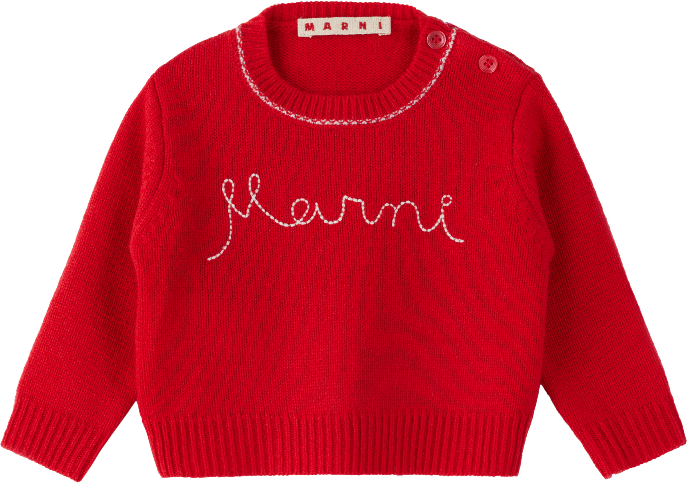 Shop Marni Baby Red Embroidered-logo Sweater In 0m416