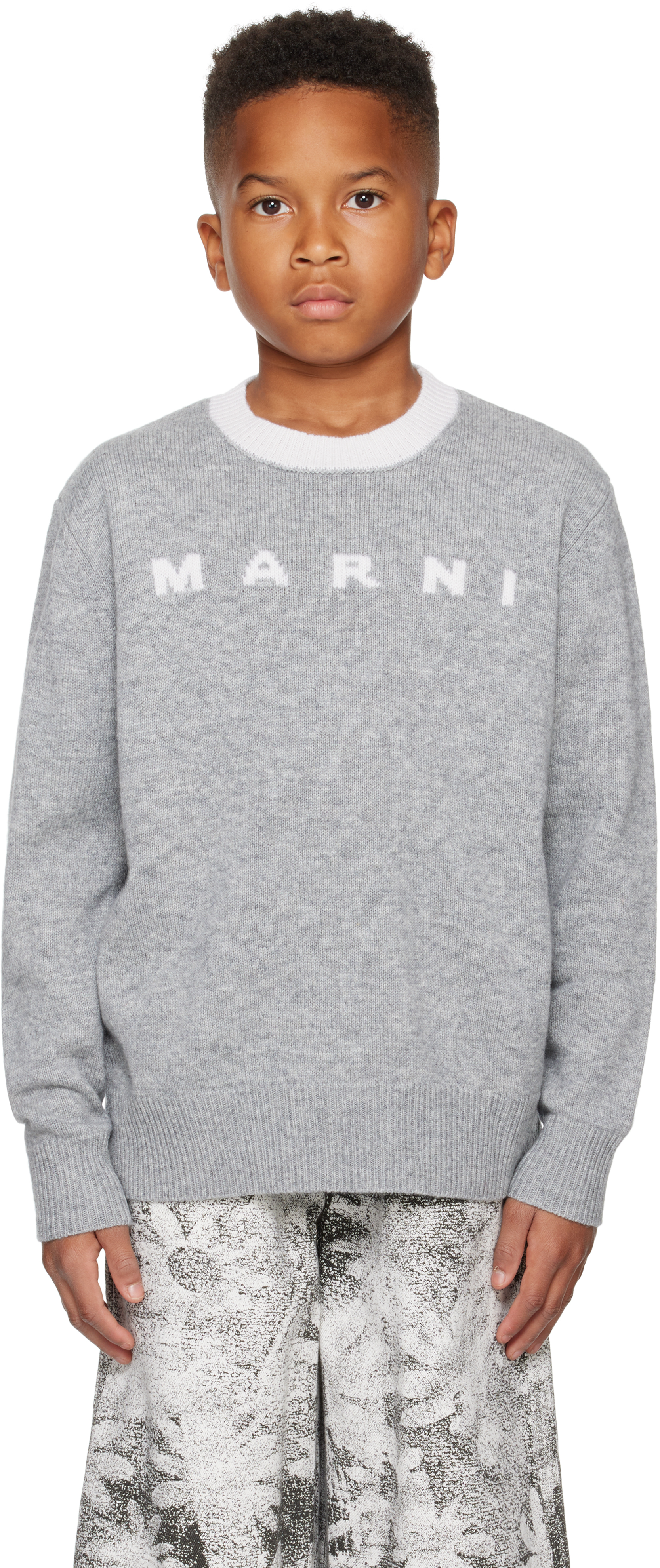 Marni Kids Gray Wool & Cashmere Sweater In 0m919