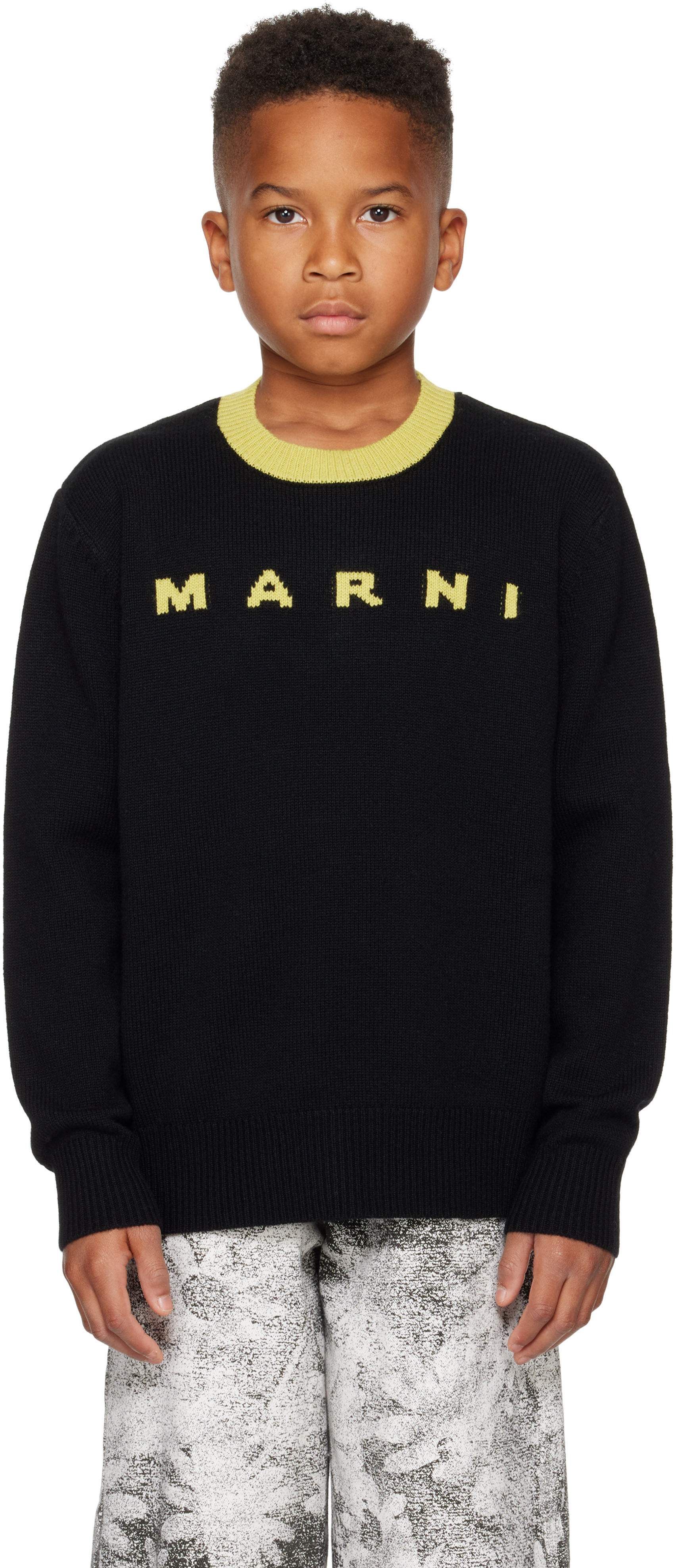 Marni Kids Black Wool & Cashmere Sweater In 0m900