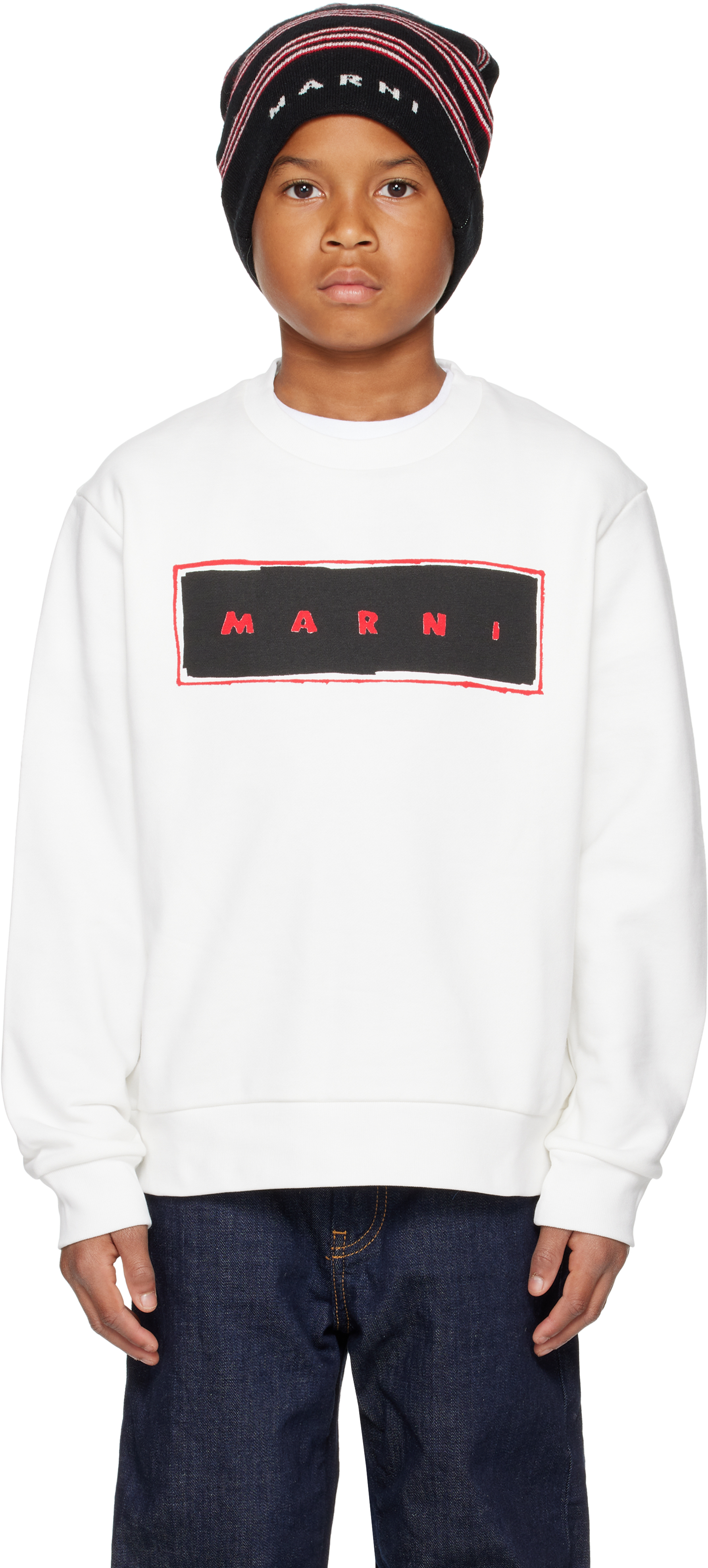 Marni White Sweatshirt With Logo Print In Cotton Boy In 0m110