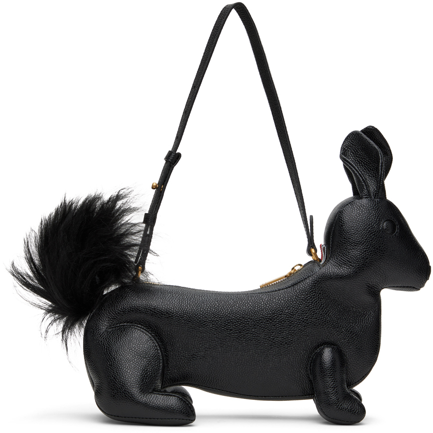 Shop Thom Browne Black Pebble Grain Rabbit Bag In 001 Black