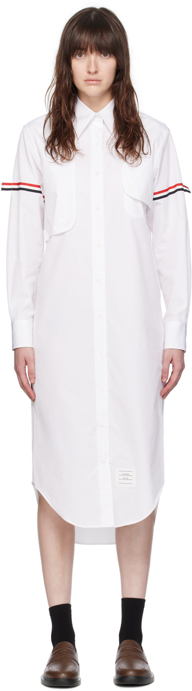 Thom Browne White Armband Maxi Dress In 100 White