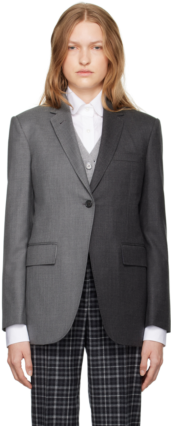 Thom Browne Gray Elongated Single Button Blazer