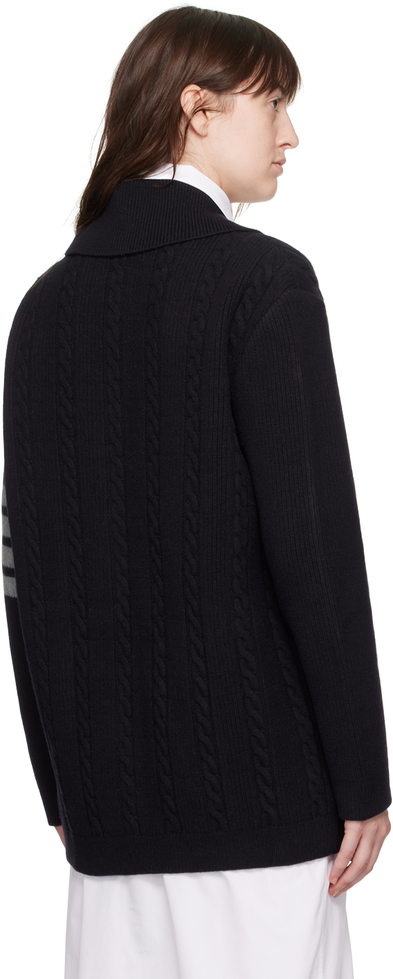 Thom Browne '4-bar Heavy Knit Cardigan In 415 Navy