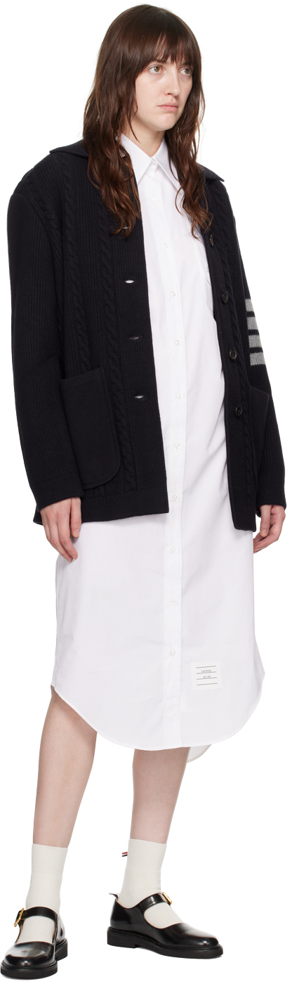 Thom Browne '4-bar Heavy Knit Cardigan In 415 Navy