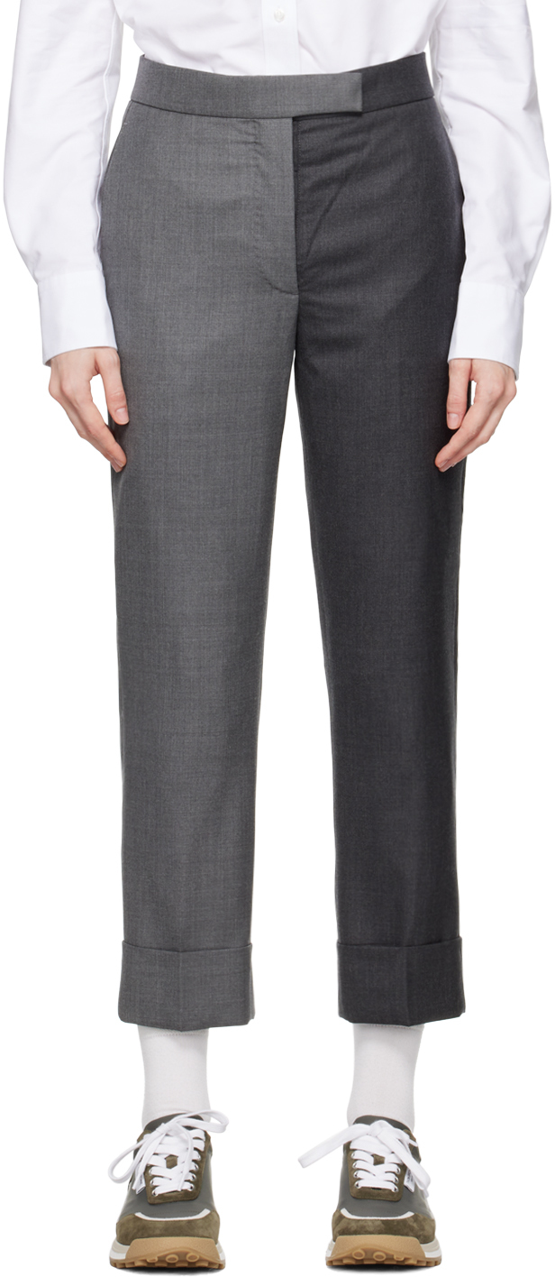 Shop Thom Browne Gray Classic Backstrap Trousers In 035 Med Grey