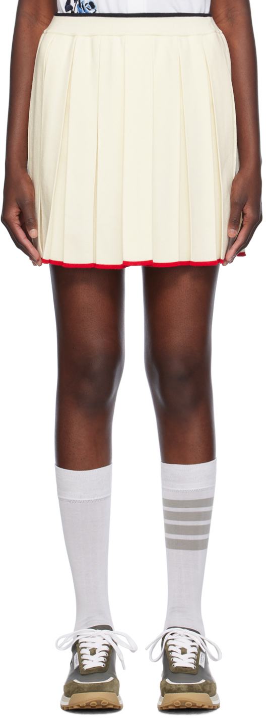 Shop Thom Browne Off-white Pleated Miniskirt In 100 White