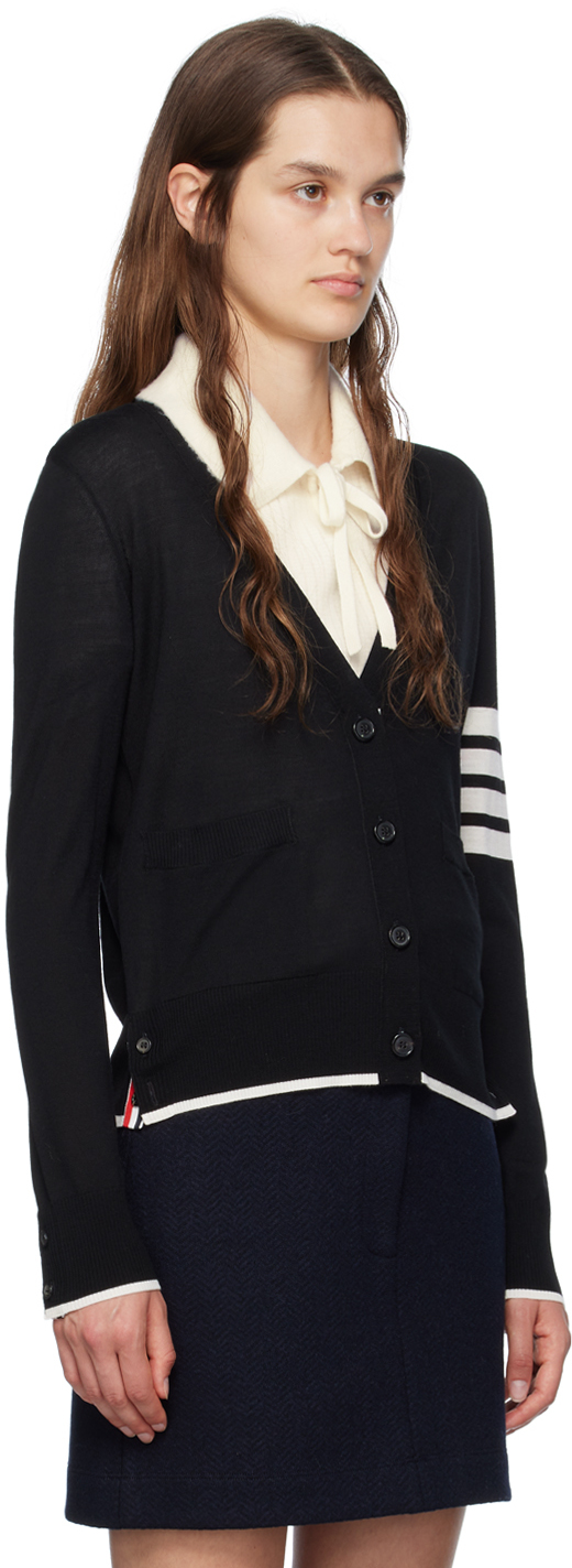 Thom Browne Black 4-bar Cardigan In 001 Black