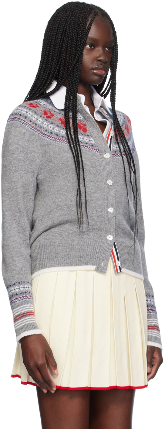 Thom Browne Gray Rose Cardigan In 055 Lt Grey