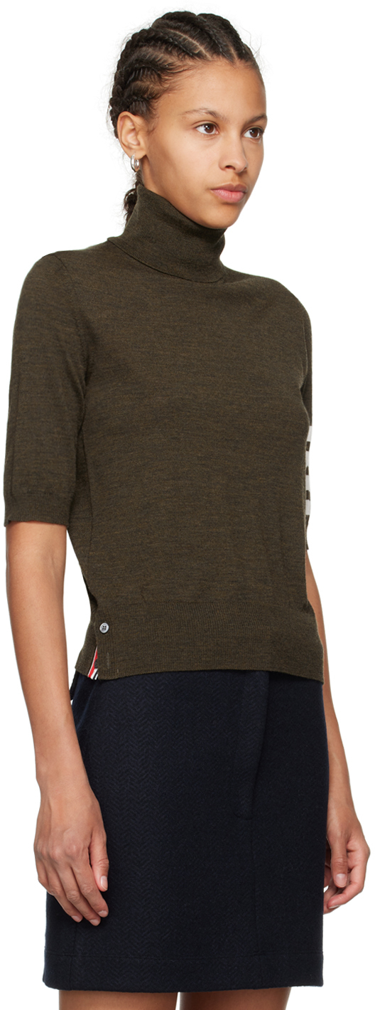 Thom Browne 4-bar High-neck Knitted Top In 322 Dk Green